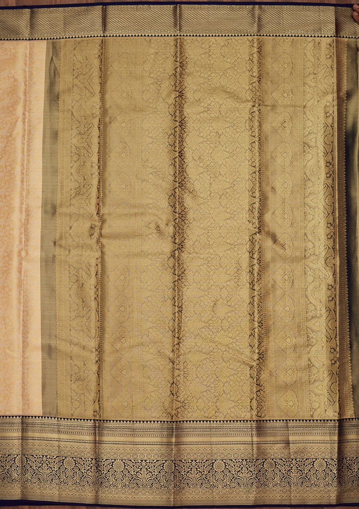 Rama Green Zariwork Pure Silk Saree-Koskii