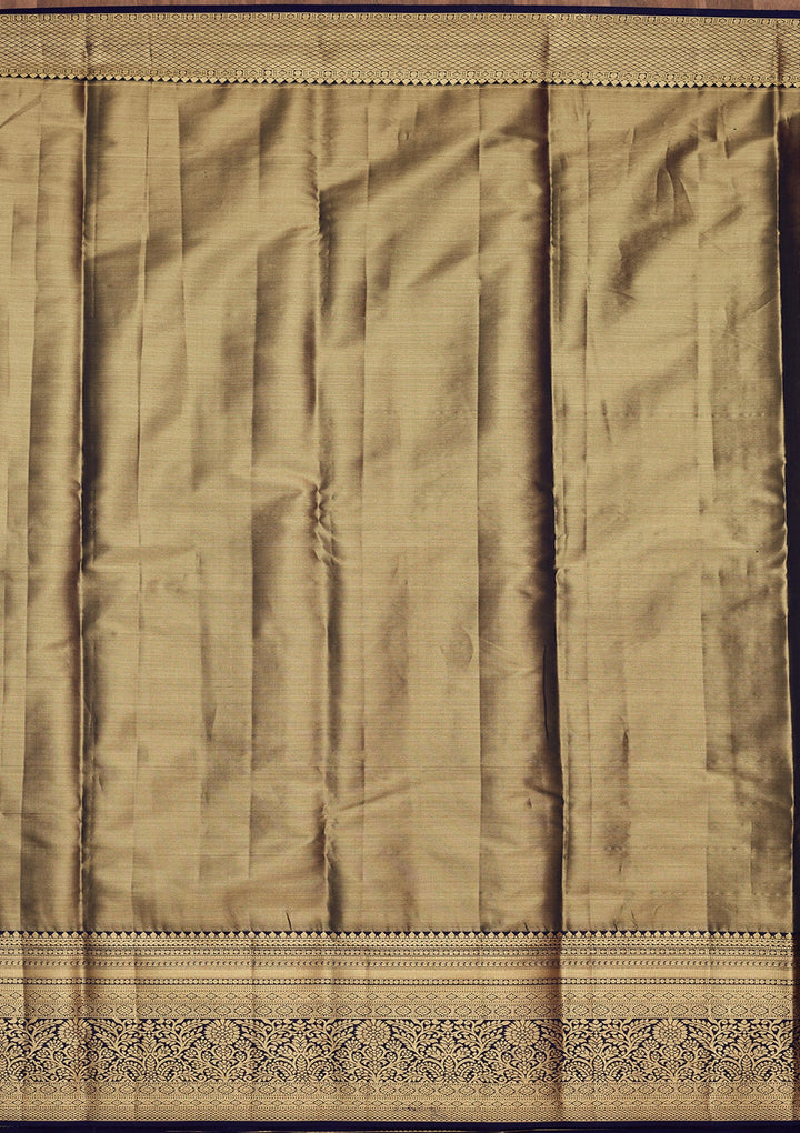 Rama Green Zariwork Pure Silk Saree-Koskii