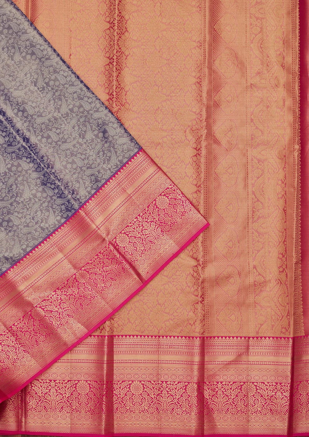 Grey Zariwork Tissue Silk Saree-Koskii