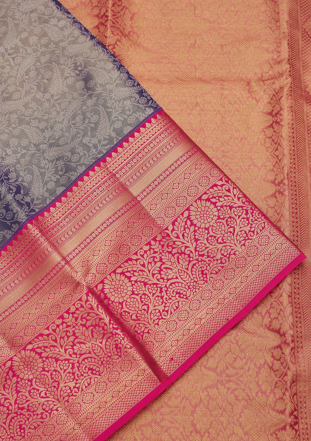 Grey Zariwork Tissue Silk Saree-Koskii