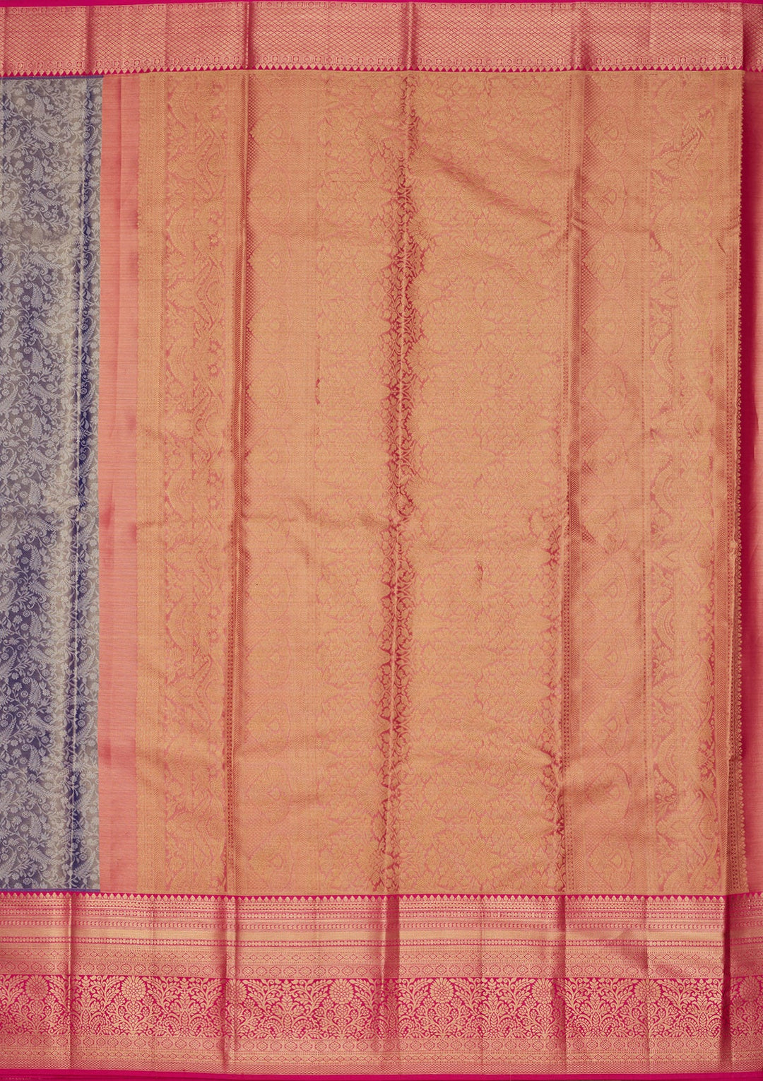 Grey Zariwork Tissue Silk Saree-Koskii