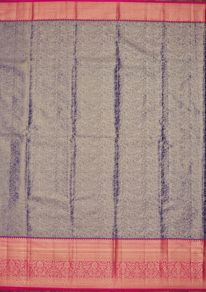 Grey Zariwork Tissue Silk Saree-Koskii