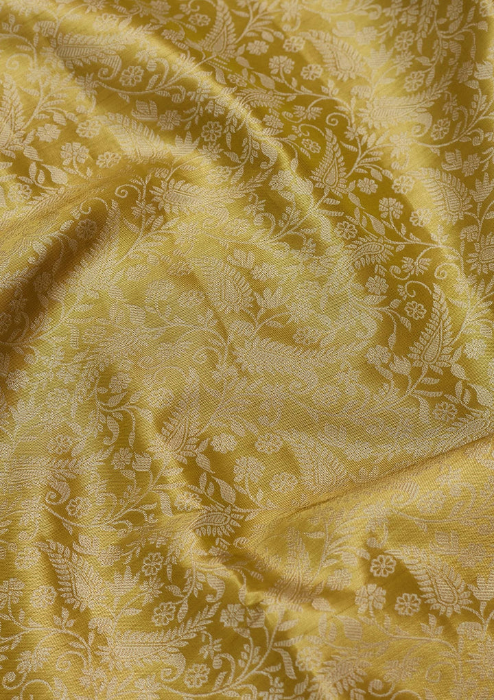 Mehandi Green Zariwork Tissue Silk Saree-Koskii