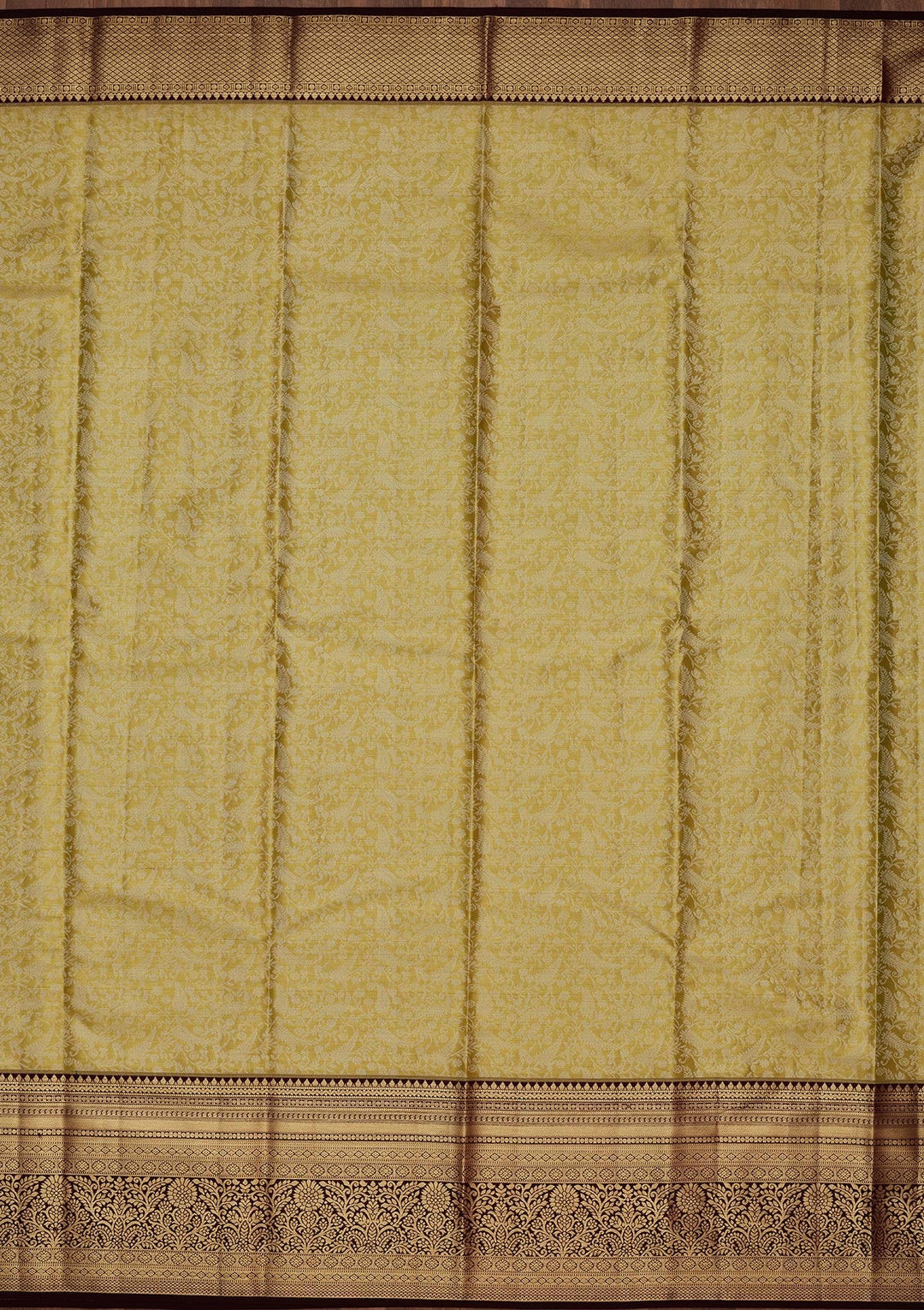 Mehandi Green Zariwork Tissue Silk Saree-Koskii