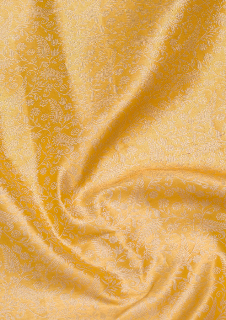 Mustard Zariwork Tissue Silk Saree-Koskii