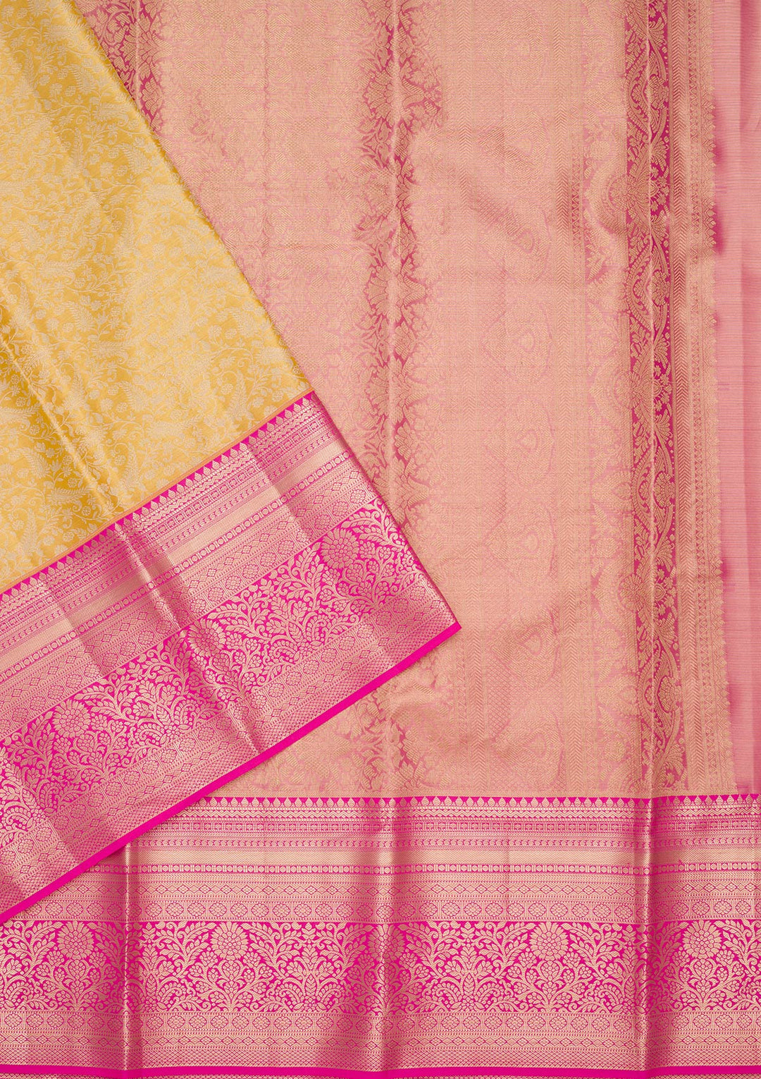 Mustard Zariwork Tissue Silk Saree-Koskii