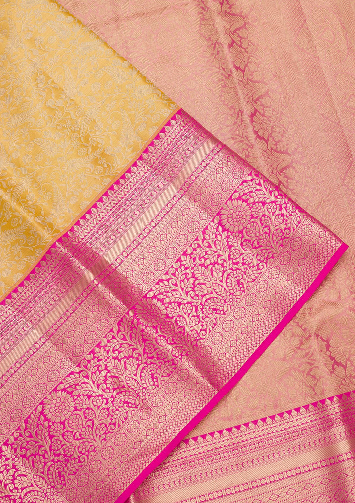 Mustard Zariwork Tissue Silk Saree-Koskii