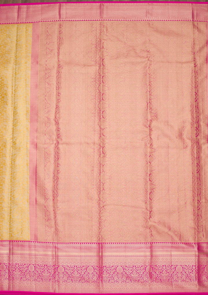 Mustard Zariwork Tissue Silk Saree-Koskii