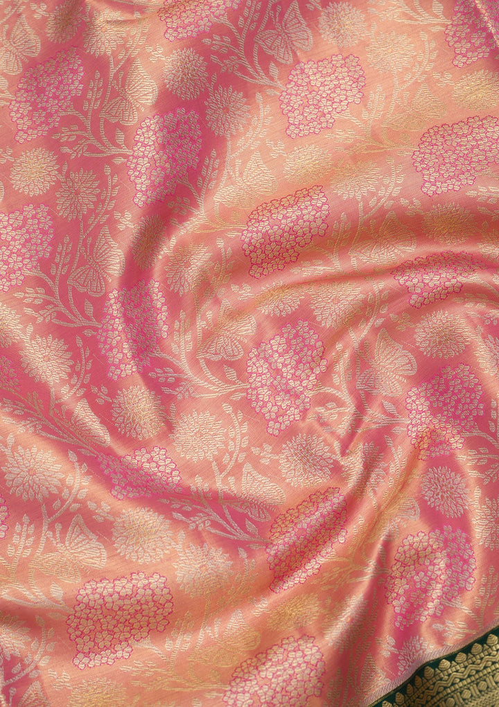 Mehendi Zariwork Tissue Silk Saree-Koskii