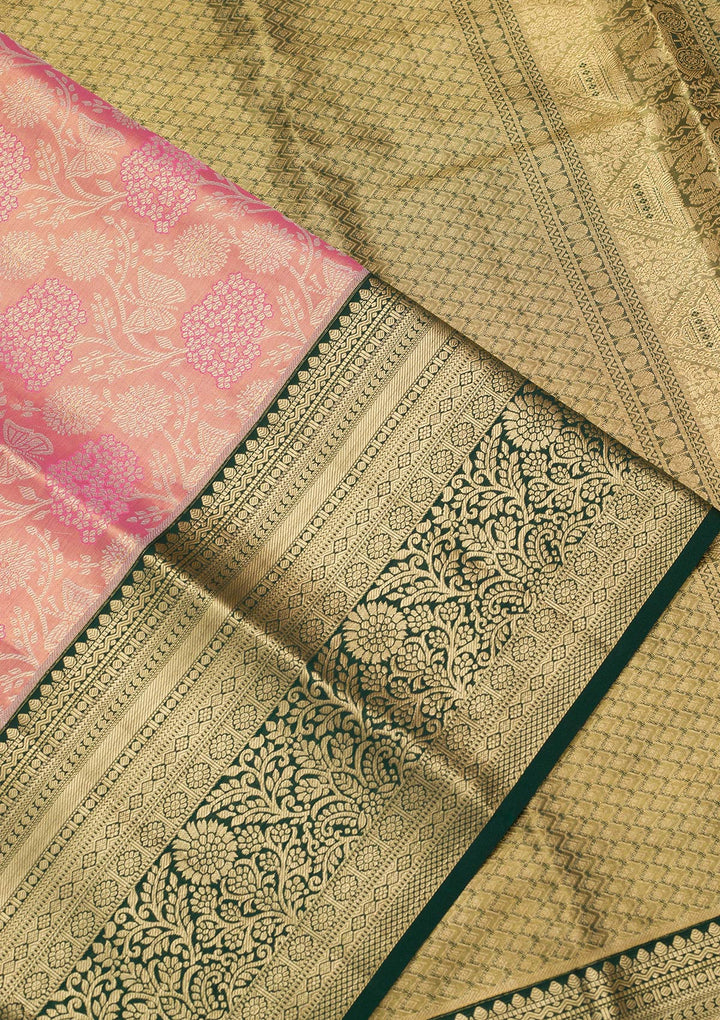 Mehendi Zariwork Tissue Silk Saree-Koskii