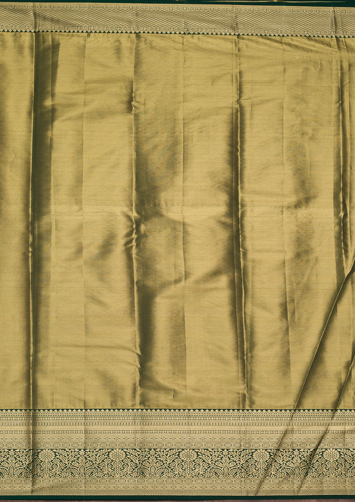 Mehendi Zariwork Tissue Silk Saree-Koskii