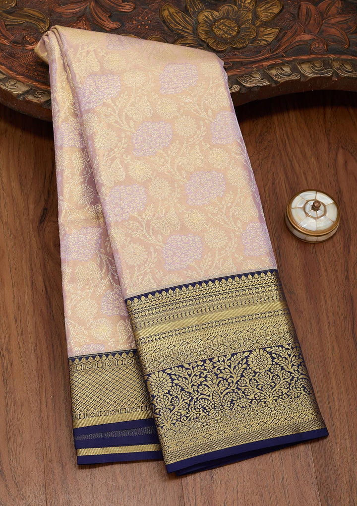 Peach Zariwork Tissue Silk Saree-Koskii