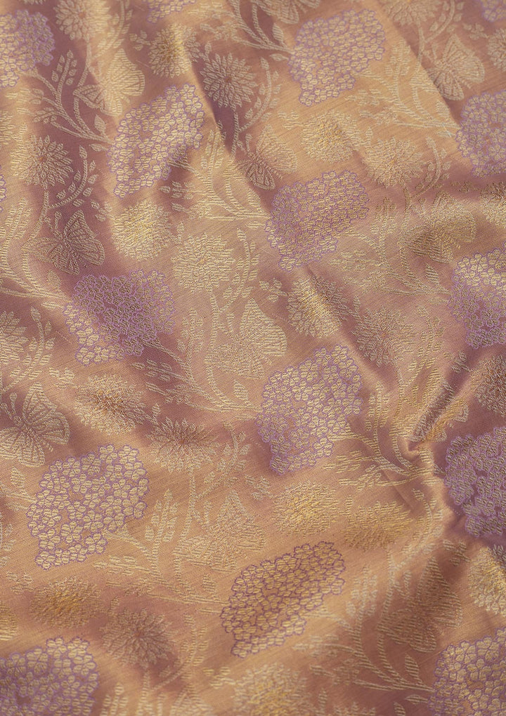 Peach Zariwork Tissue Silk Saree-Koskii