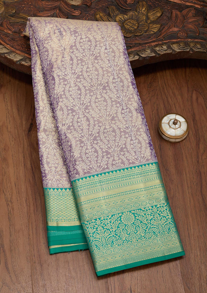 Grey Zariwork Tissue Silk Saree-Koskii
