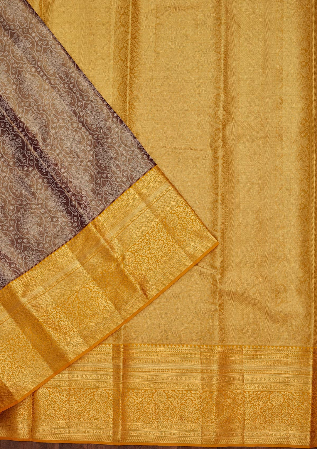 Brown Zariwork Tissue Silk Saree-Koskii