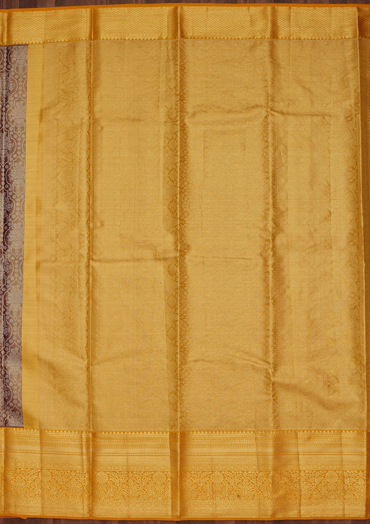 Brown Zariwork Tissue Silk Saree-Koskii