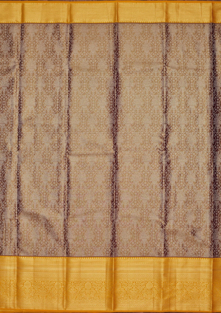 Brown Zariwork Tissue Silk Saree-Koskii