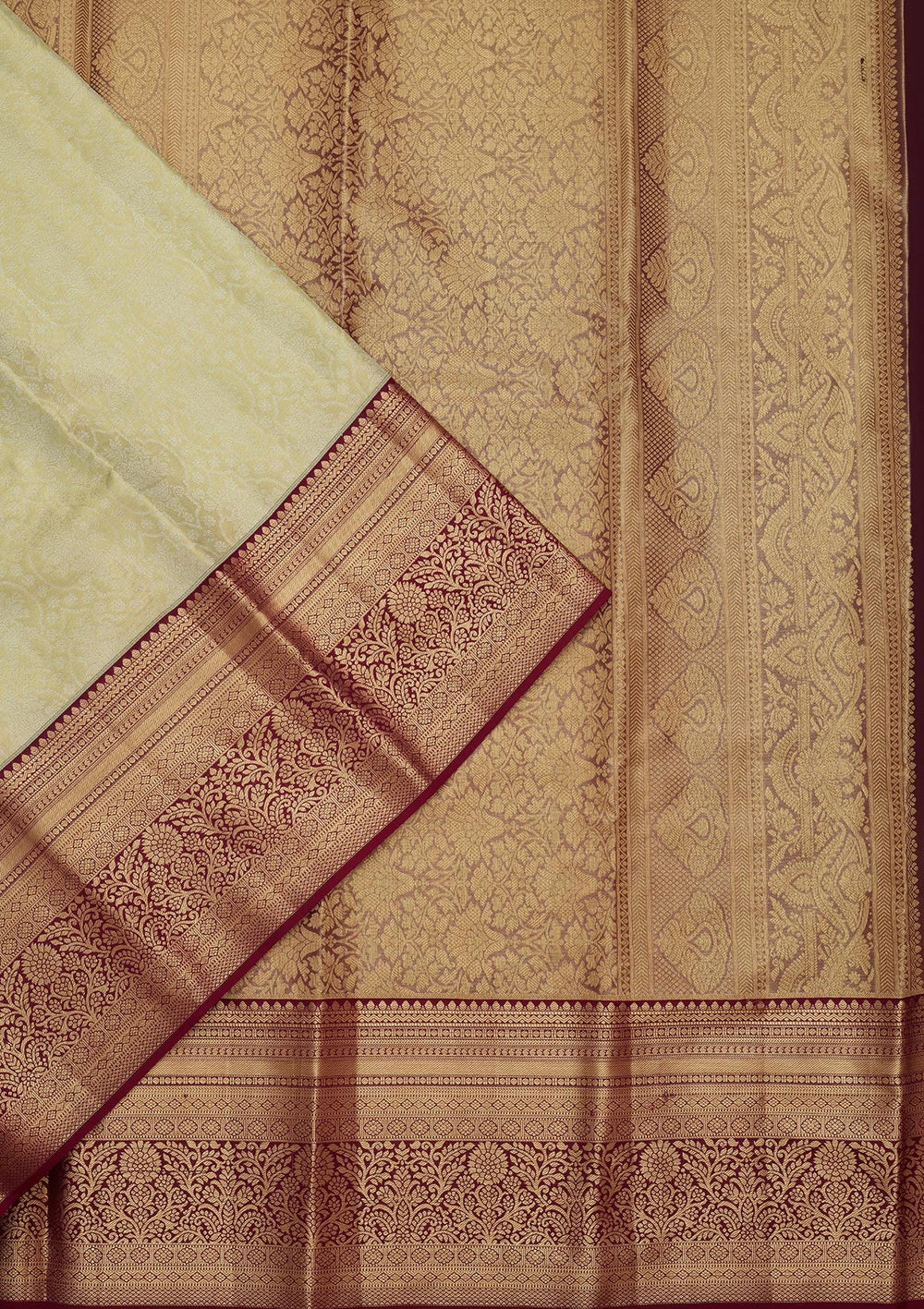 Pista Green Zariwork Tissue Silk Saree-Koskii