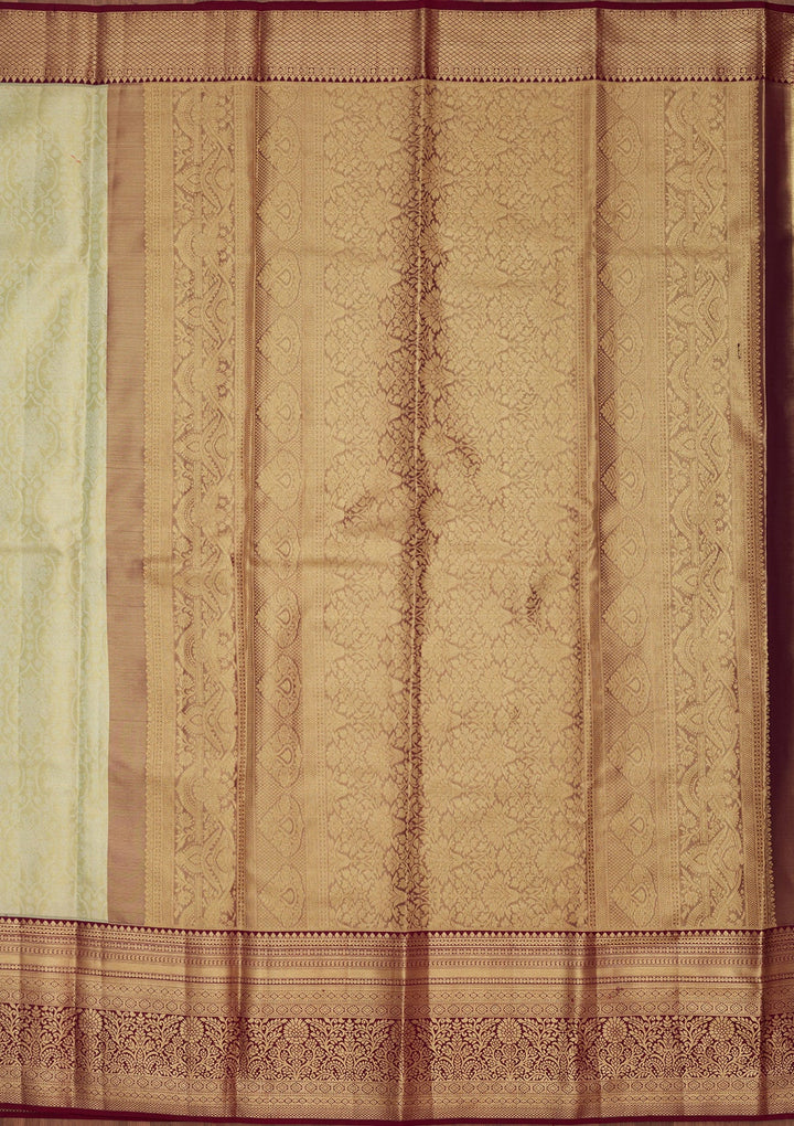 Pista Green Zariwork Tissue Silk Saree-Koskii