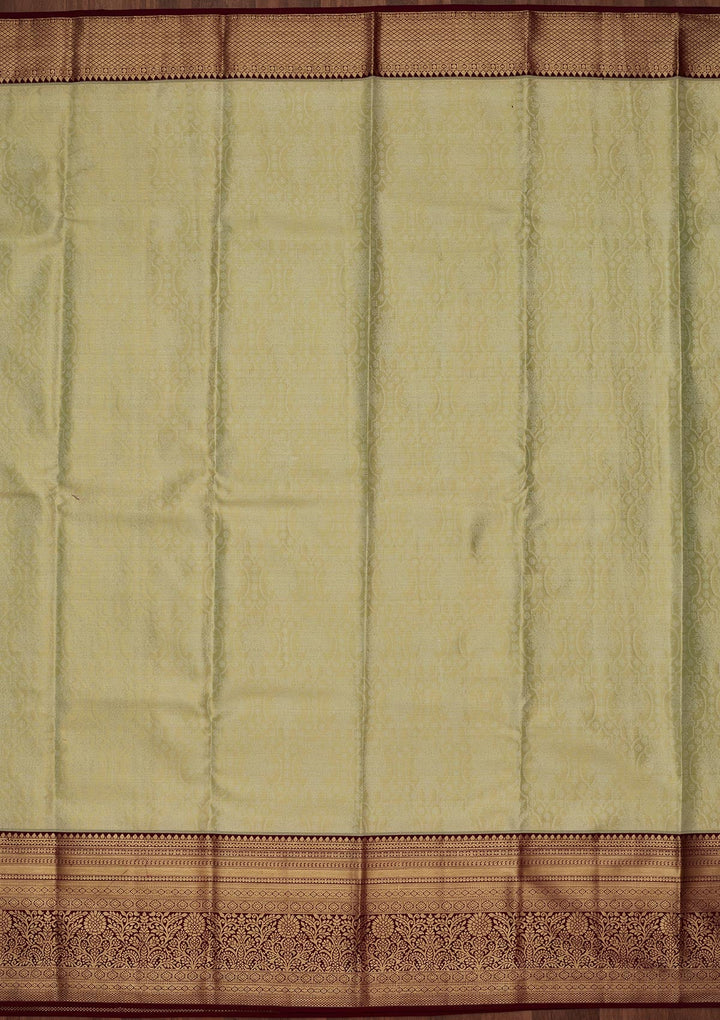 Pista Green Zariwork Tissue Silk Saree-Koskii