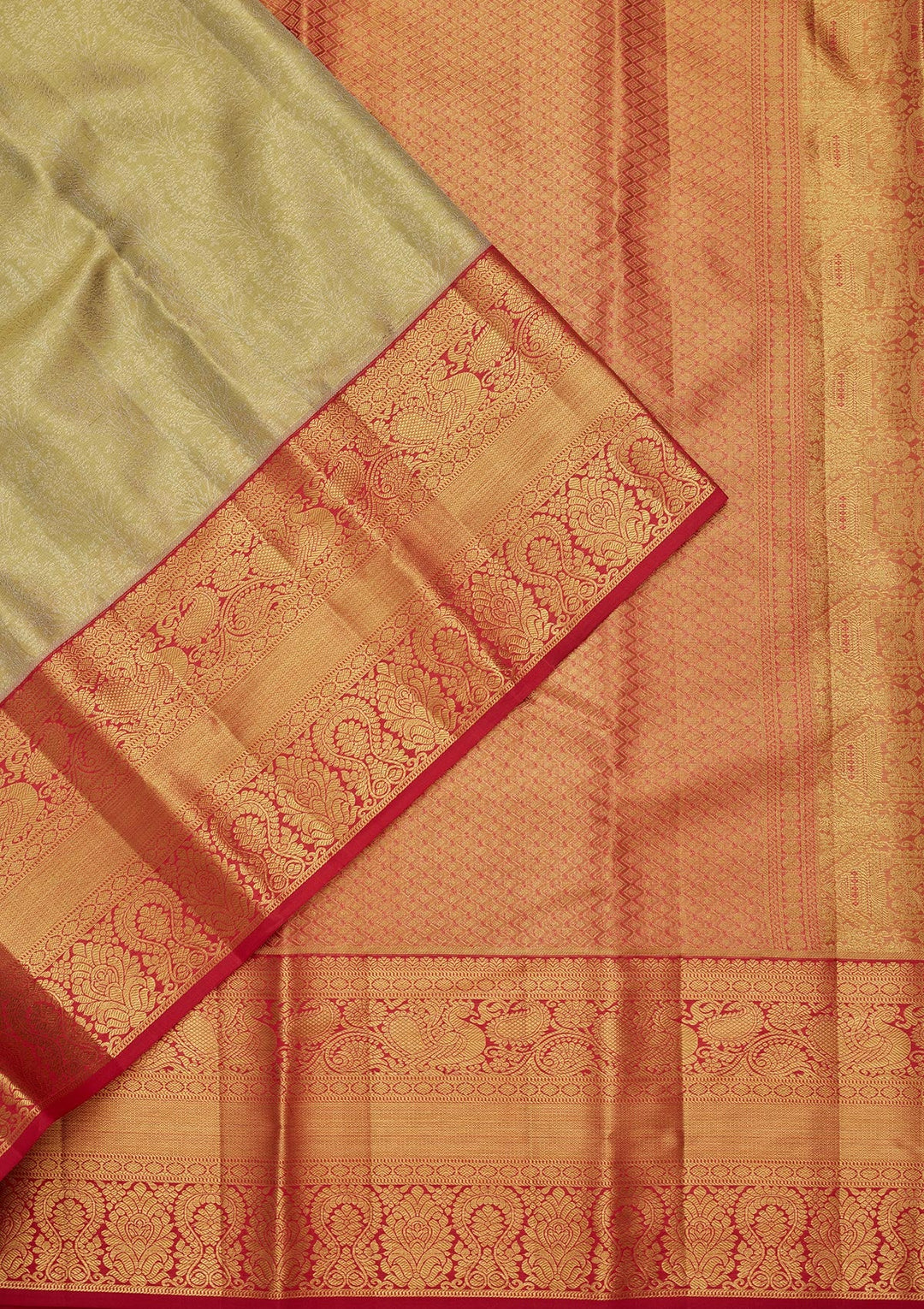 Pista Green Zariwork Tissue Silk Saree-Koskii