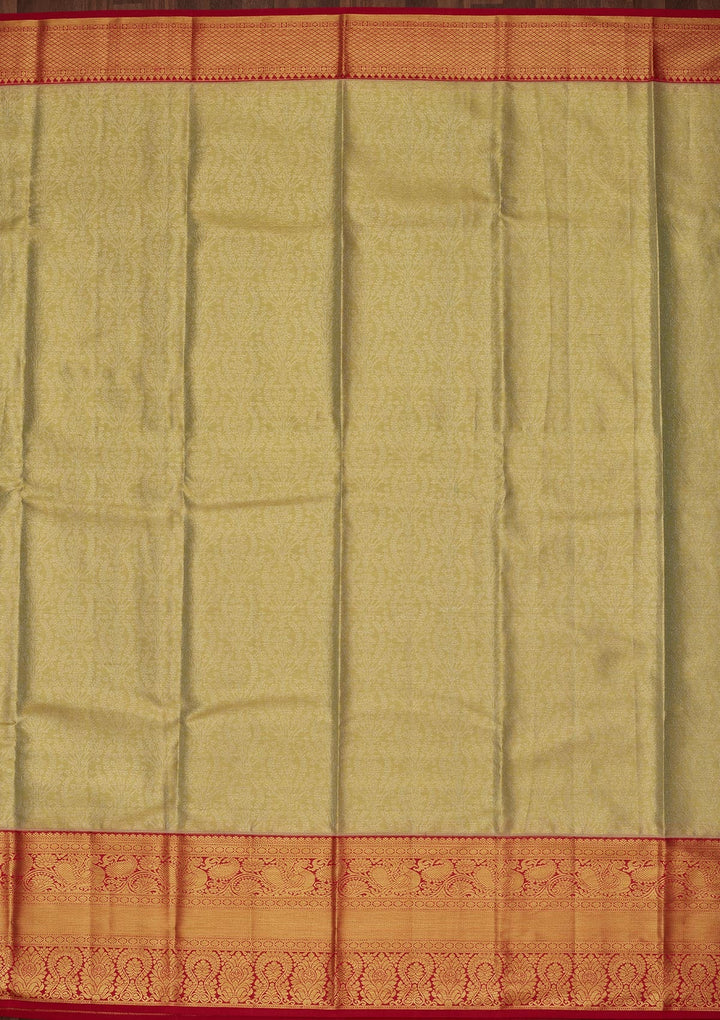 Pista Green Zariwork Tissue Silk Saree-Koskii