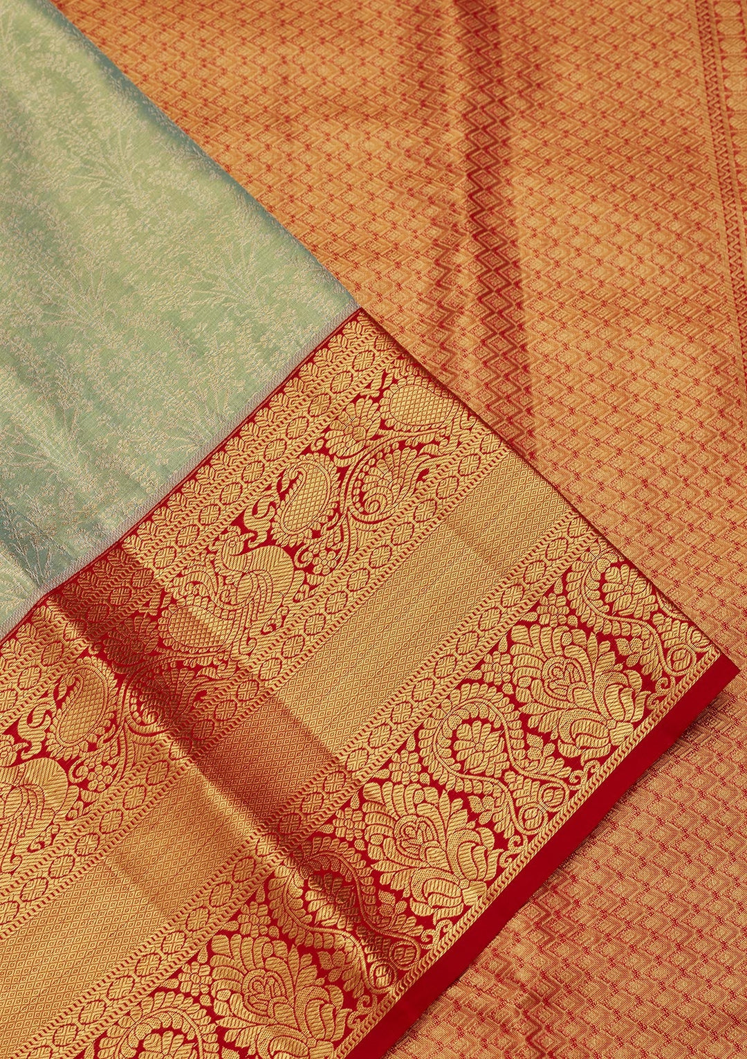 Sea Green Zariwork Tissue Silk Saree-Koskii