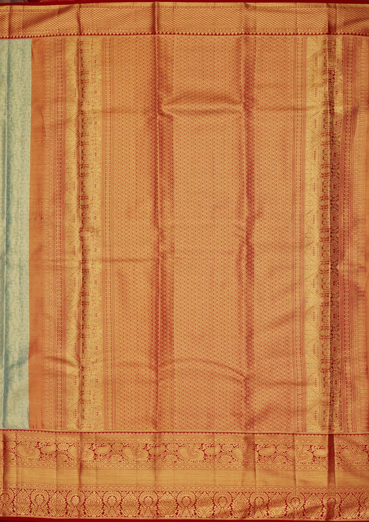 Sea Green Zariwork Tissue Silk Saree-Koskii