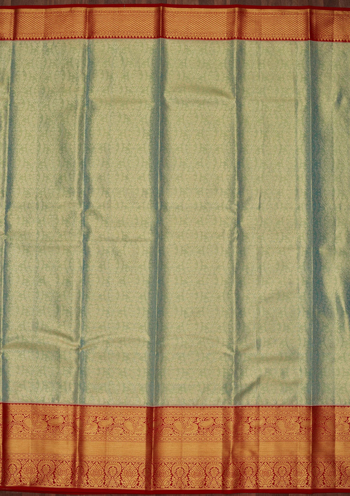 Sea Green Zariwork Tissue Silk Saree-Koskii