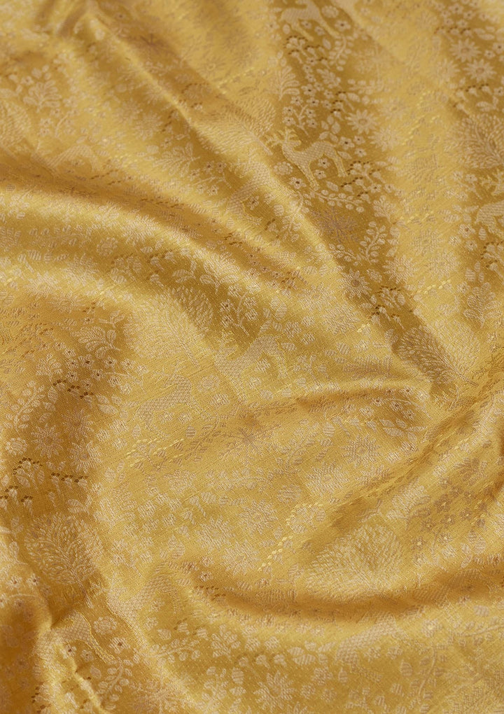 Mustard Zariwork Tissue Silk Saree-Koskii