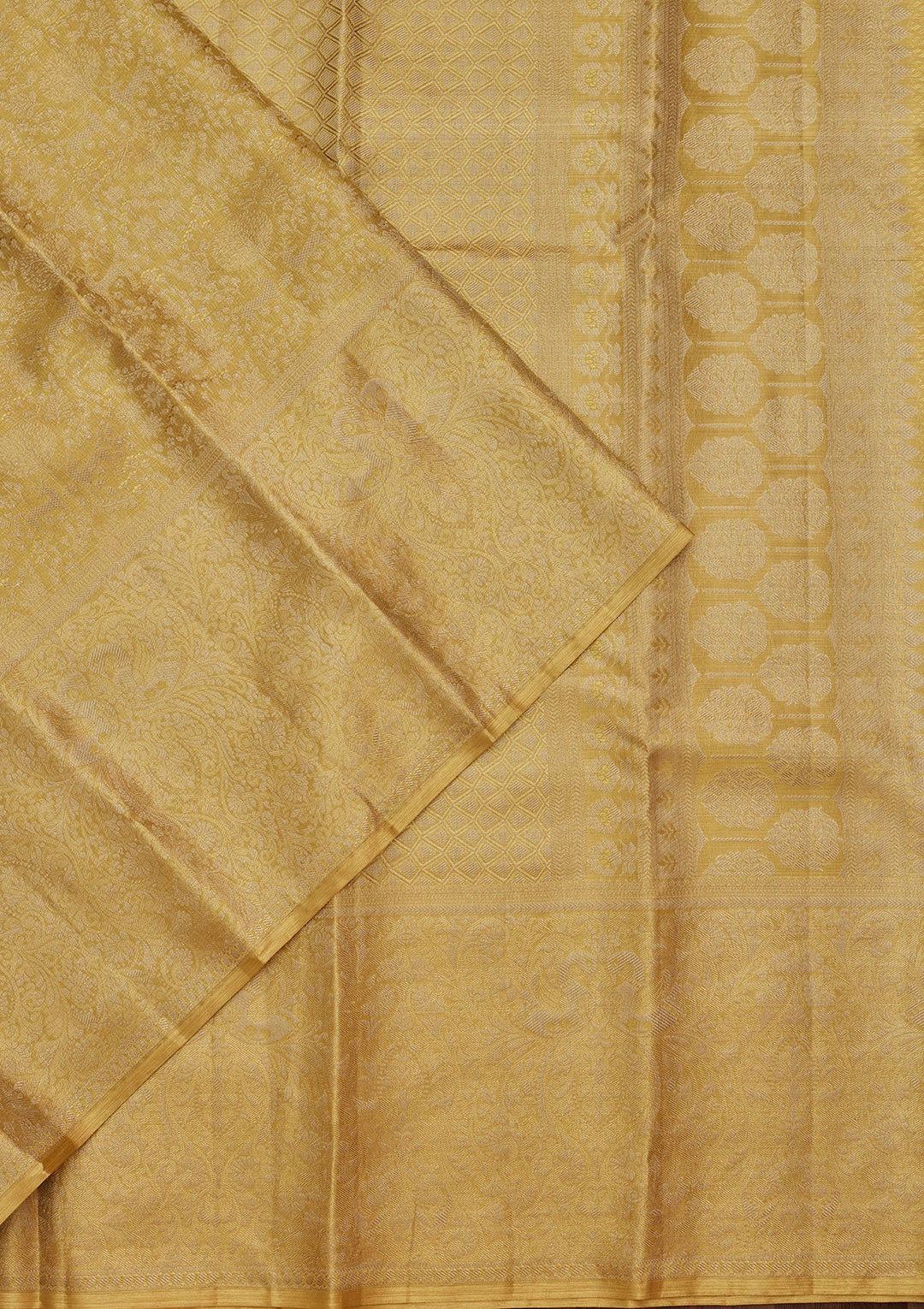 Mustard Zariwork Tissue Silk Saree-Koskii