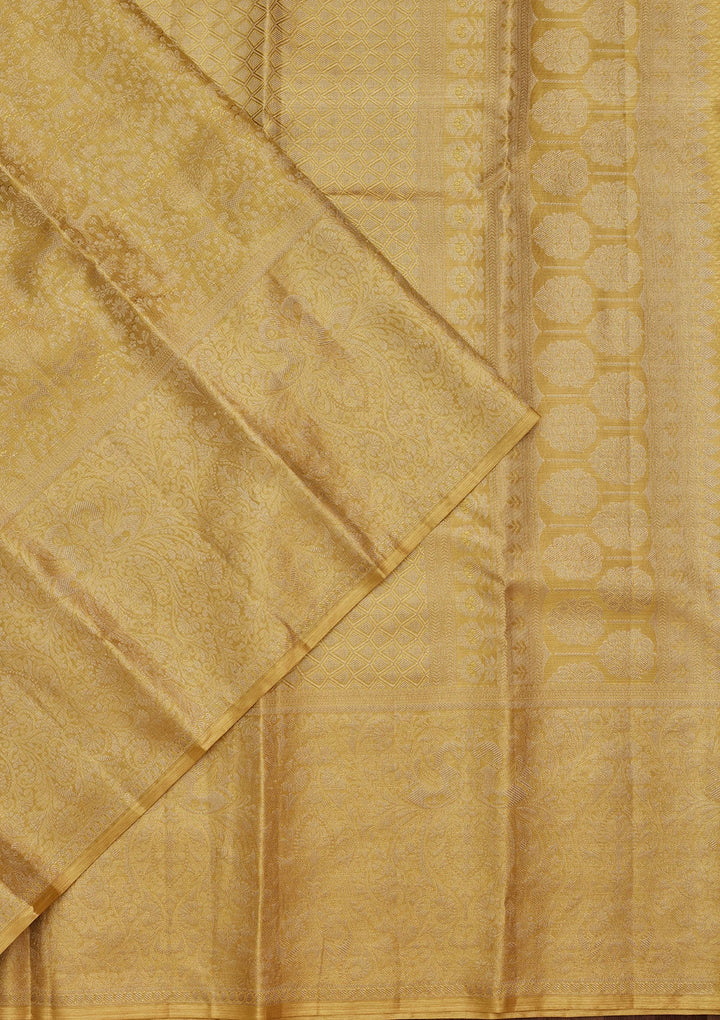 Mustard Zariwork Tissue Silk Saree-Koskii