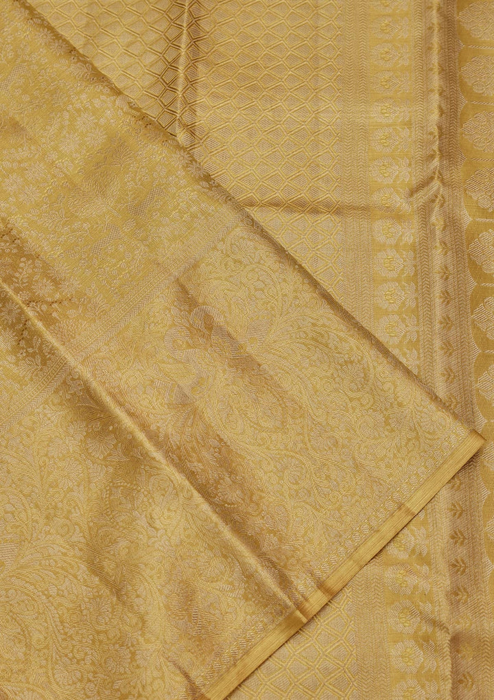 Mustard Zariwork Tissue Silk Saree-Koskii