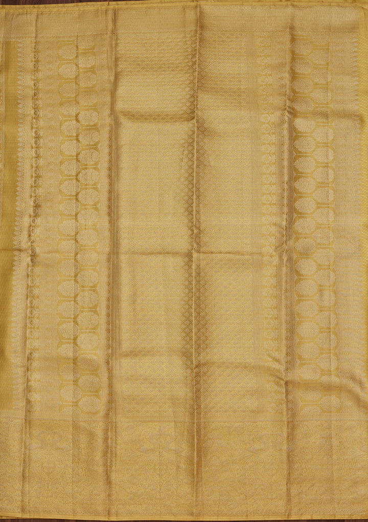 Mustard Zariwork Tissue Silk Saree-Koskii