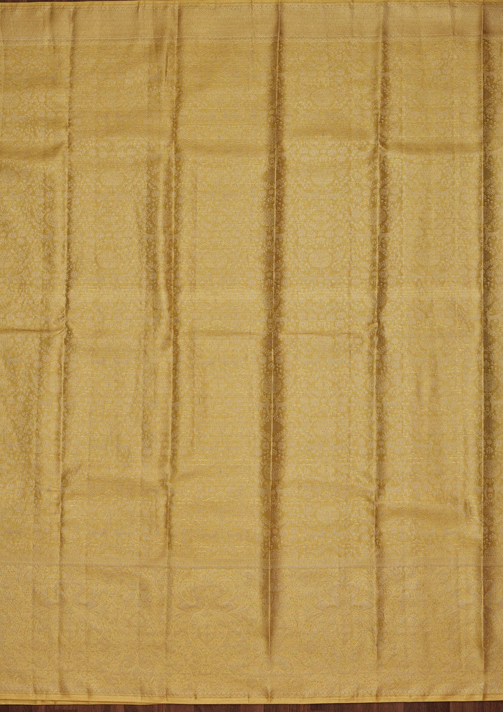 Mustard Zariwork Tissue Silk Saree-Koskii