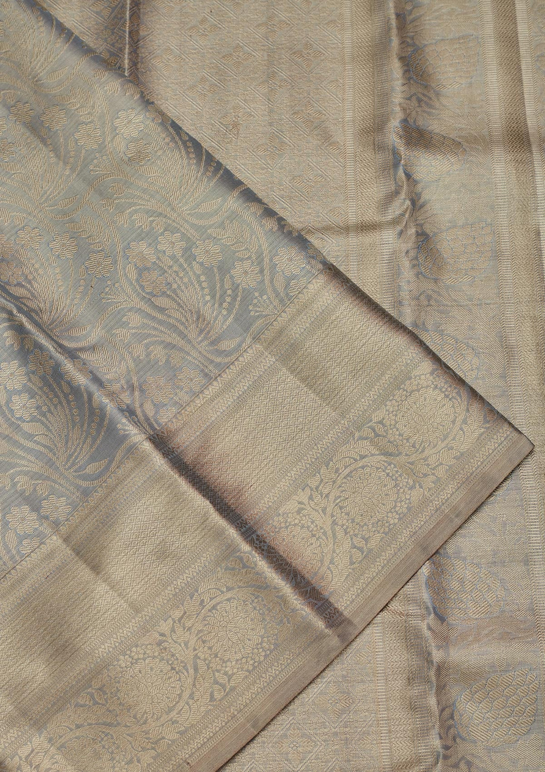 Grey Zariwork Tissue Silk Saree-Koskii