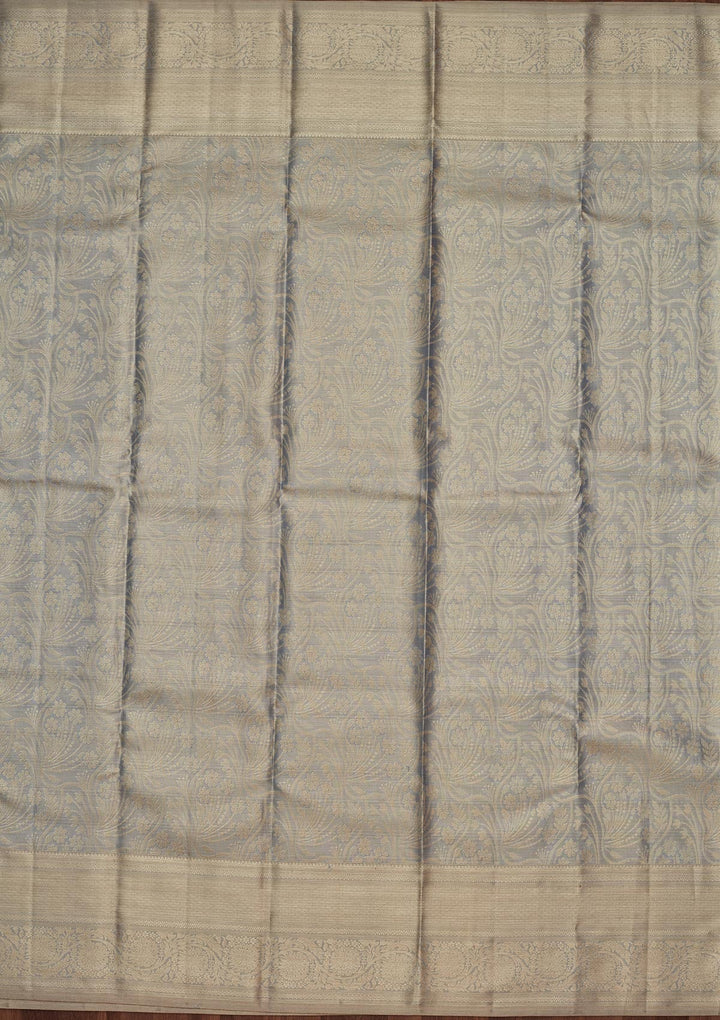 Grey Zariwork Tissue Silk Saree-Koskii