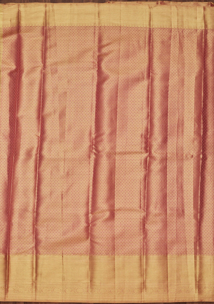 Rani Pink Zariwork Tissue Silk Saree-Koskii