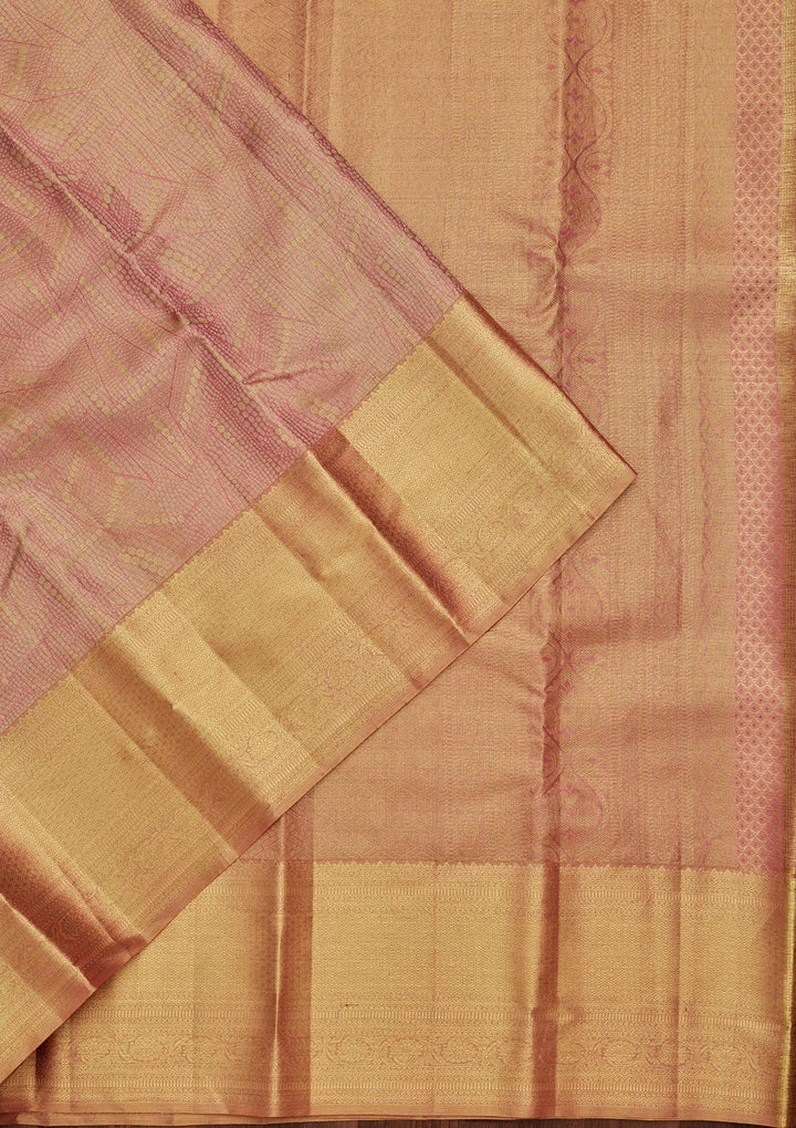 Rani Pink Zariwork Tissue Silk Saree-Koskii