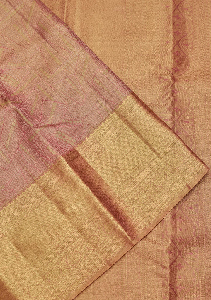 Rani Pink Zariwork Tissue Silk Saree-Koskii