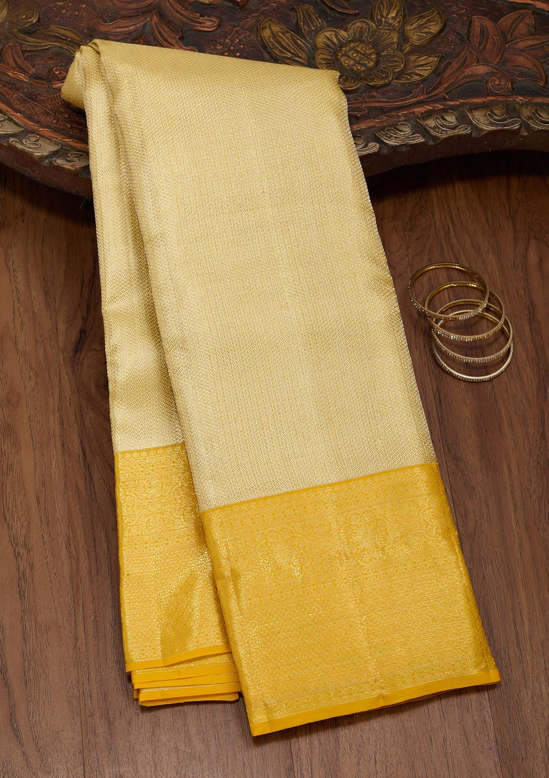 Gold Zariwork Tissue Silk Saree-Koskii