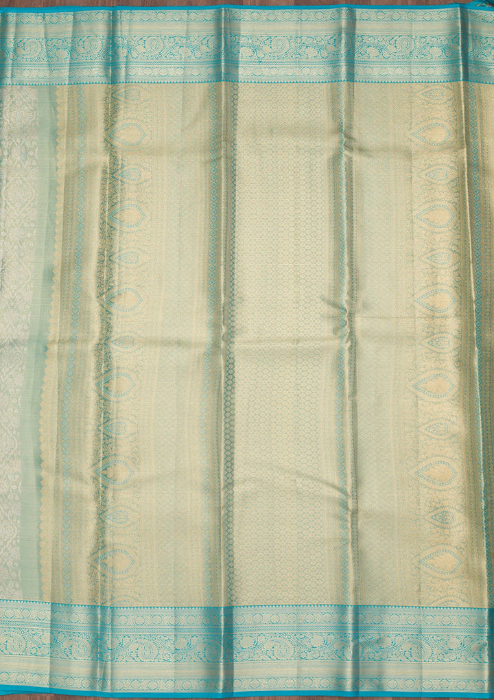 Sea Green Zariwork Tissue Silk Saree-Koskii