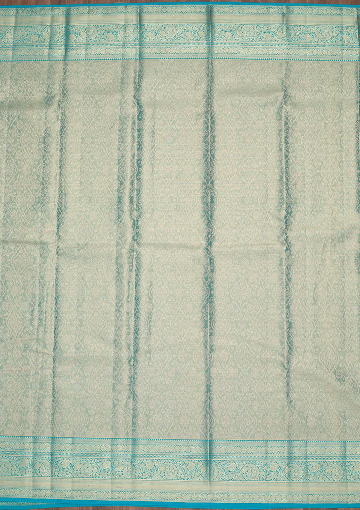 Sea Green Zariwork Tissue Silk Saree-Koskii