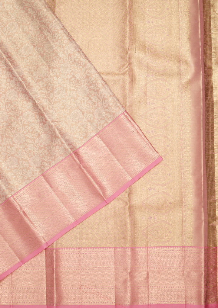 Peach Zariwork Tissue Silk Saree-Koskii