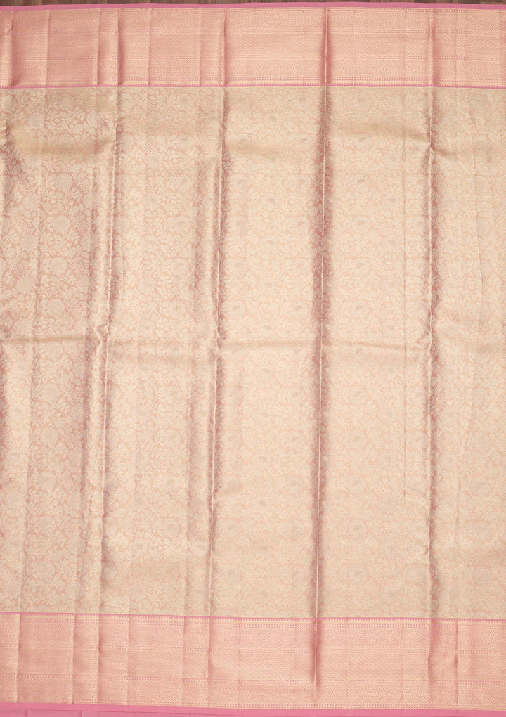 Peach Zariwork Tissue Silk Saree-Koskii