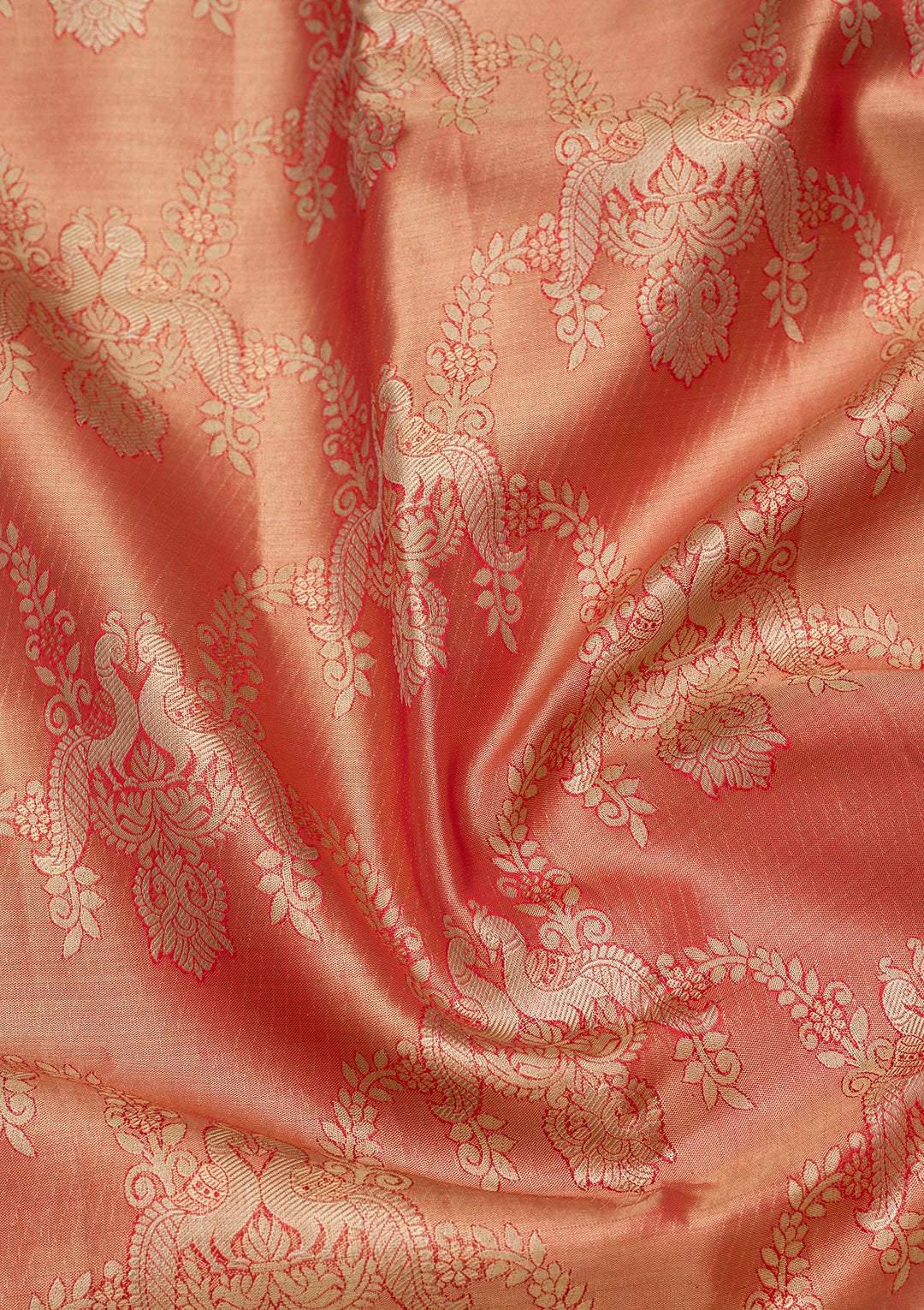Rust Zariwork Tissue Silk Saree-Koskii