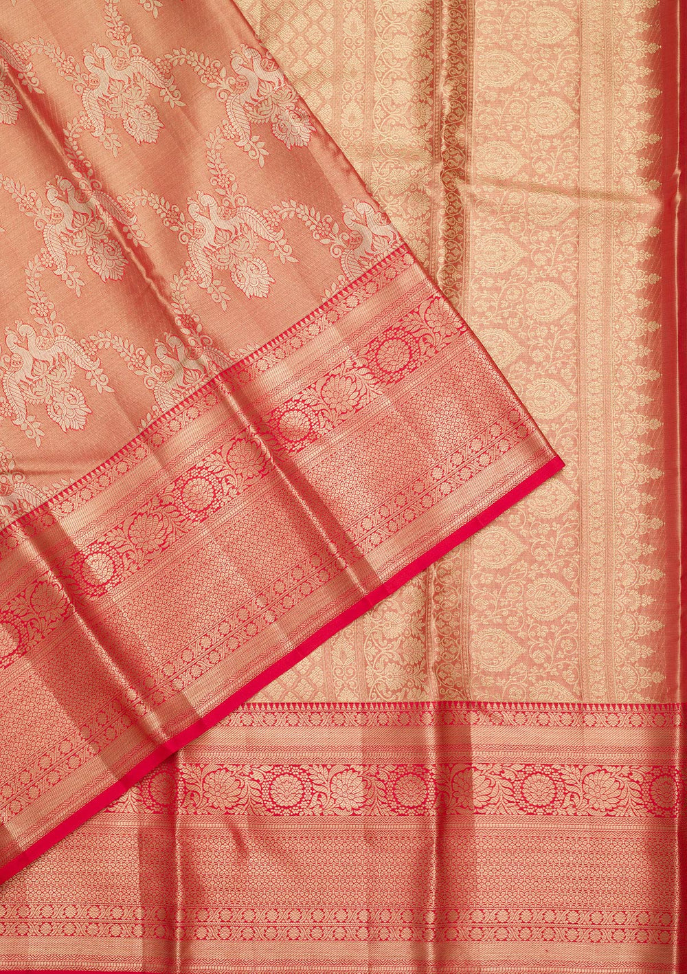Rust Zariwork Tissue Silk Saree-Koskii