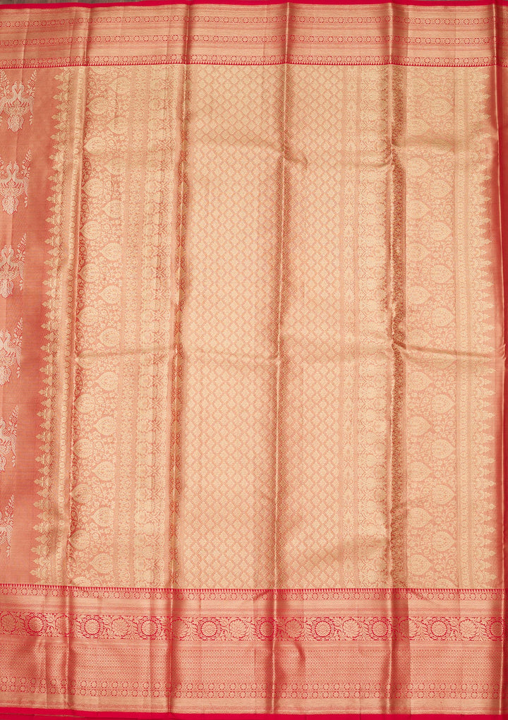 Rust Zariwork Tissue Silk Saree-Koskii