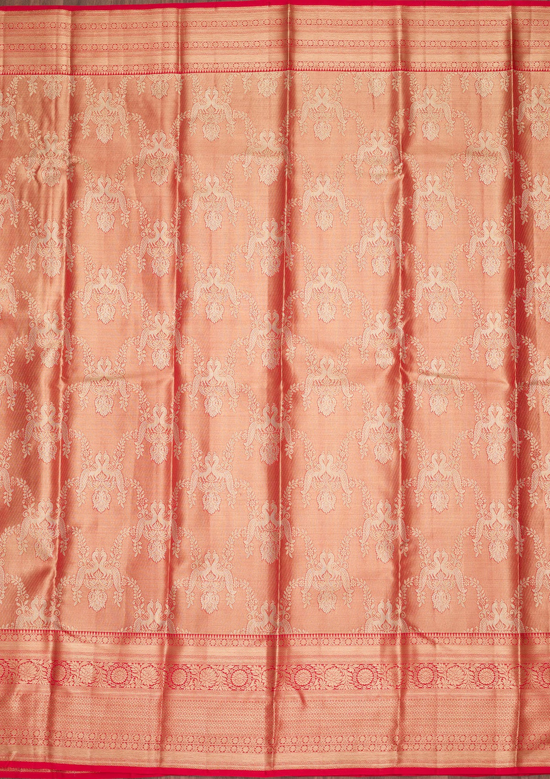 Rust Zariwork Tissue Silk Saree-Koskii