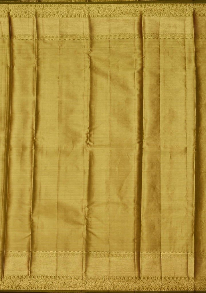 Parrot Green Zariwork Tissue Silk Saree-Koskii